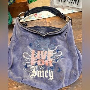 Vintage Blue Juicy Couture Purse Satchel Bag Handbag Y2K Velour - Live For Juicy